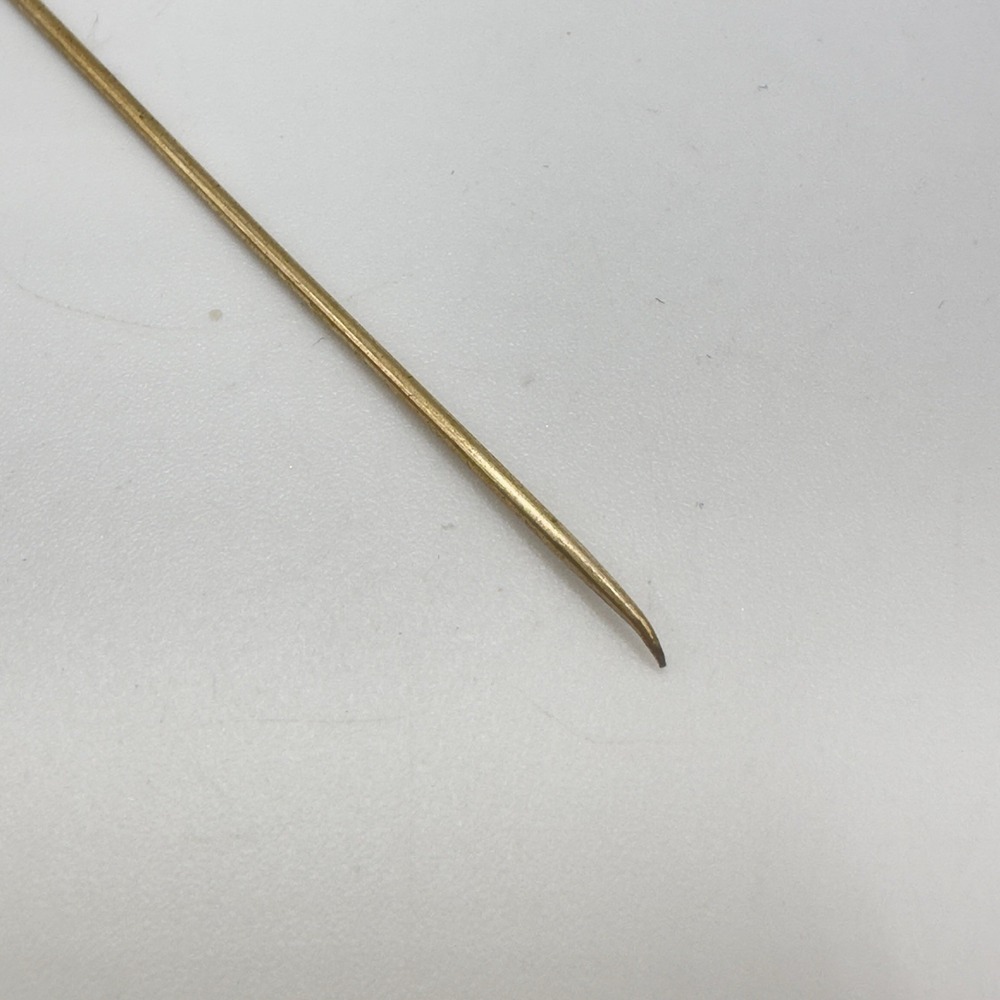 Antique Stick Pin Art Nouveau Blue Glass Gold Tone Openwork Cravat Lapel Hat Pin - Picture 7 of 9